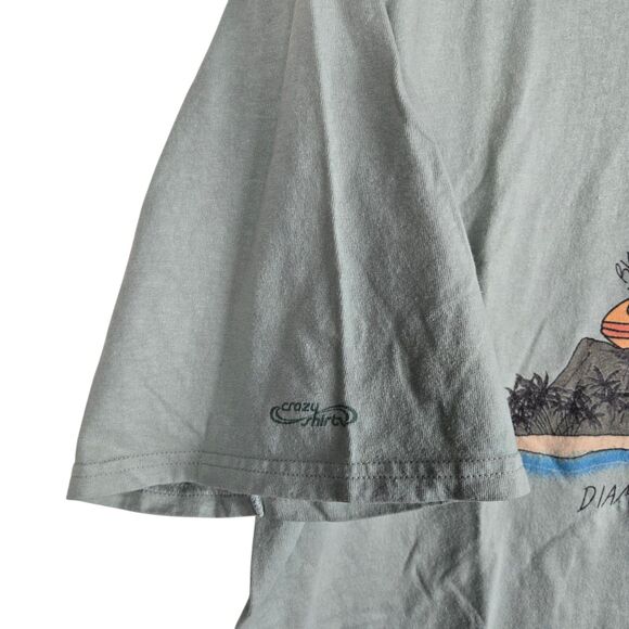 Vtg Crazy Shirts B Kliban Diamond Head Waikiki TShirt XXL Cat Fish Green 2-Sided - Picture 4 of 9